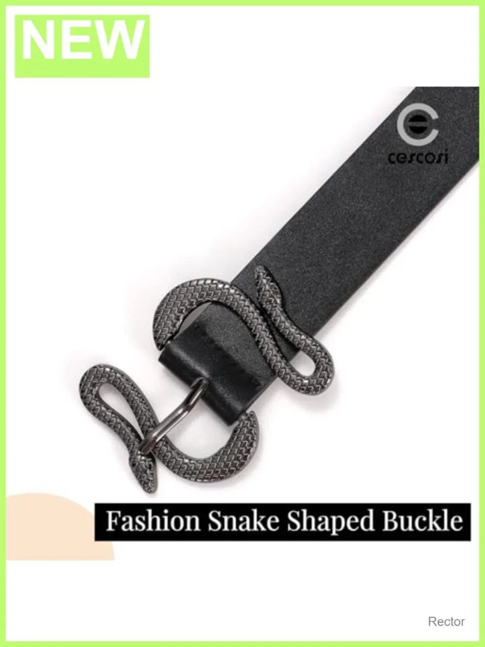 Women Leather Belt Snake Buckle 1.3